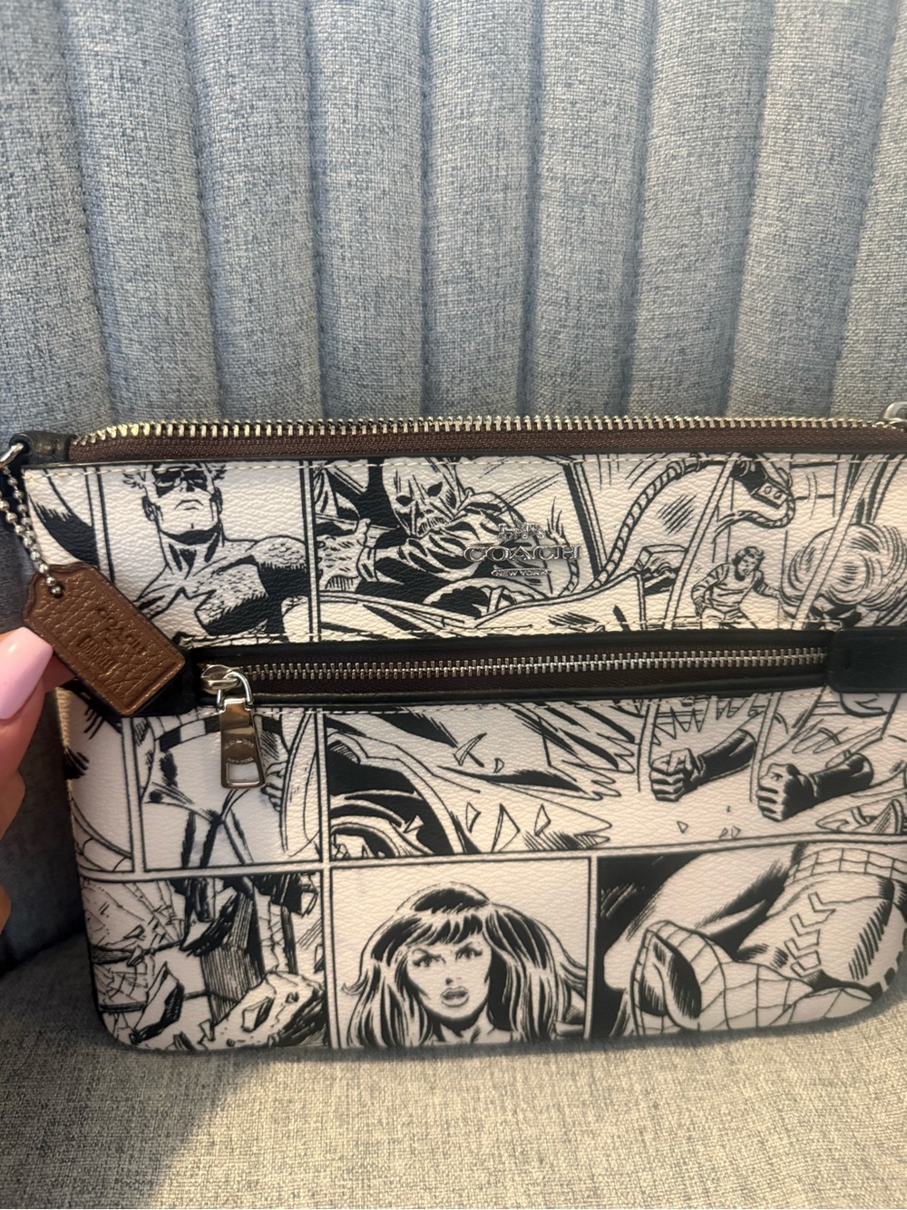 Coach Black & White Comic Strip Leather Toiletry Bag